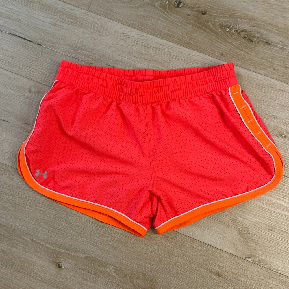 Under Armour Women's HeatGear Running Shorts Size Small (S) 1237254 Coral Orange
